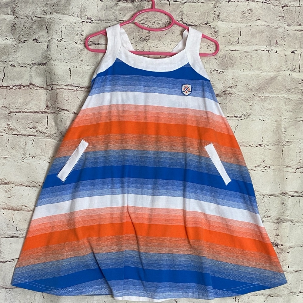 Girls Fore ’N Birdie Orange Blue White Dress size 7 NEW!